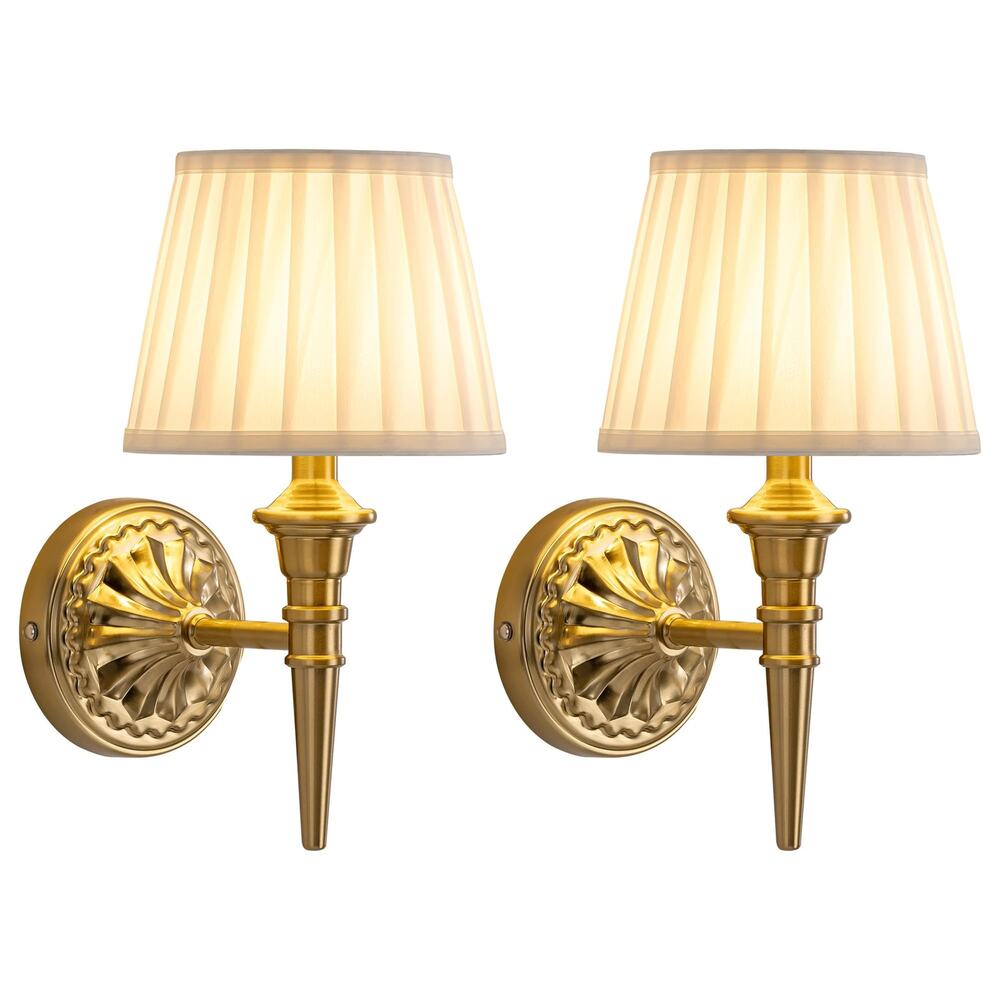 KDG Cordless Wall Sconces Set of 2 Gold Rechargeable LED Remote Dimmable